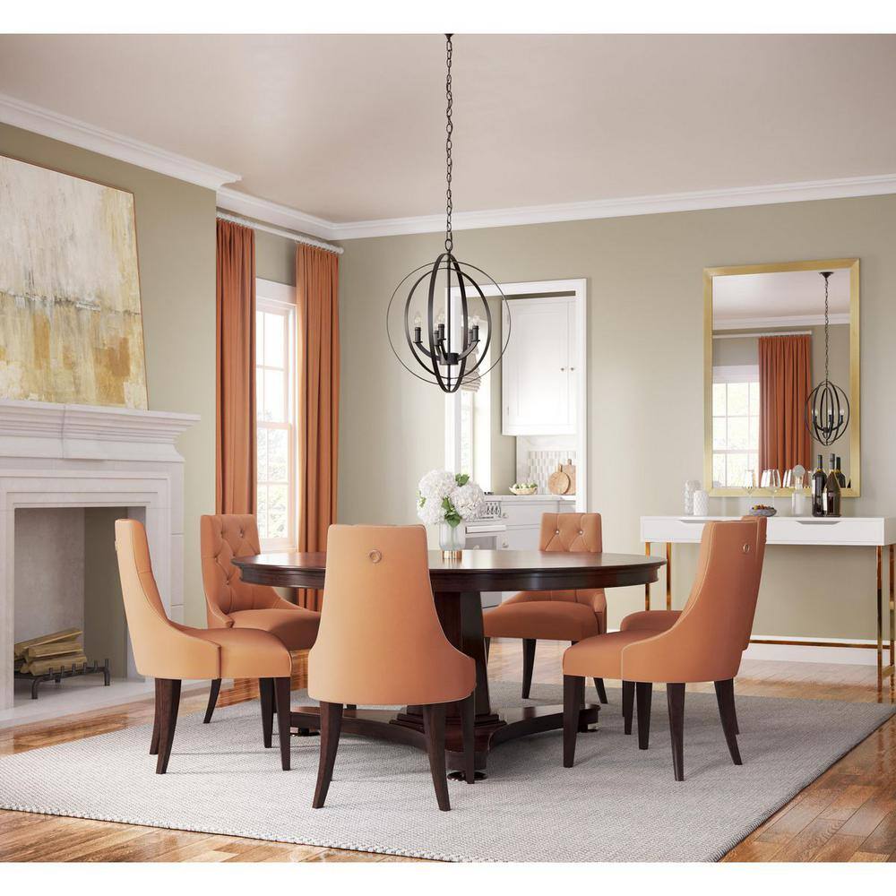 Equinox Matte Black 5-Light Chandelier Pendant with Glass Accents