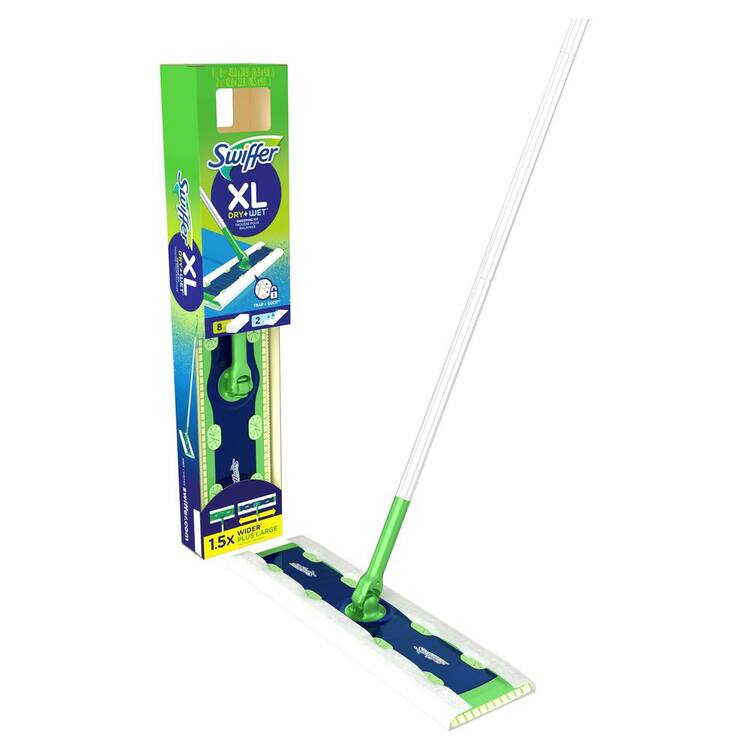 Swiffer Sweeper Dry and Wet XL Sweeping Starter Kit (1-Sweeper, 10-Refills; 8 Dry - 2 Wet)