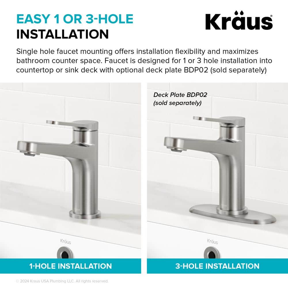 Indy Spot-Free Brushed Brass Single Handle Bathroom Faucet