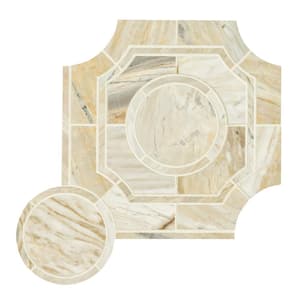 Take Home Tile Sample-Athena Gold Regency 4 in. x 4 in. Polished Mesh-Mounted Marble Mosaic Tile
