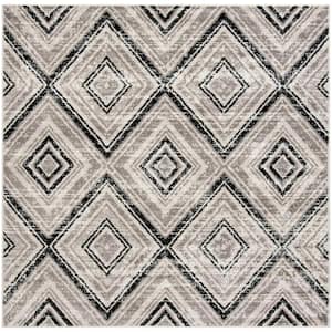 Skyler Gray/Black 4 ft. x 4 ft. Square Geometric Area Rug