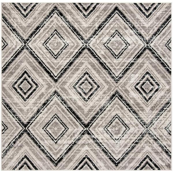 SAFAVIEH Skyler Gray/Black 4 ft. x 4 ft. Square Geometric Area Rug