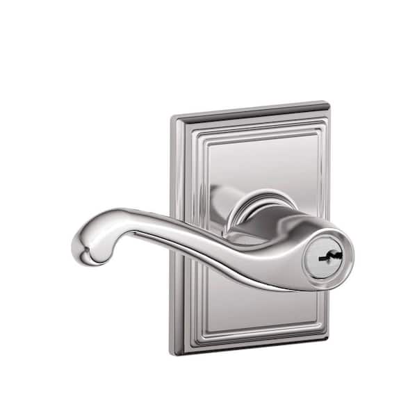 Schlage Flair Bright Chrome Keyed Entry Door Lever with Addison Trim