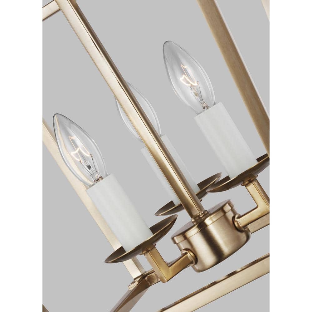Satin Brass Open Frame Mini Lantern Pendant 9.75"W
