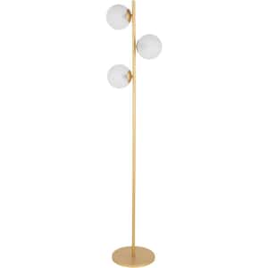 Anvastea 63.5 in. Gold Indoor Floor Lamp with White Sphere Shaped Shade