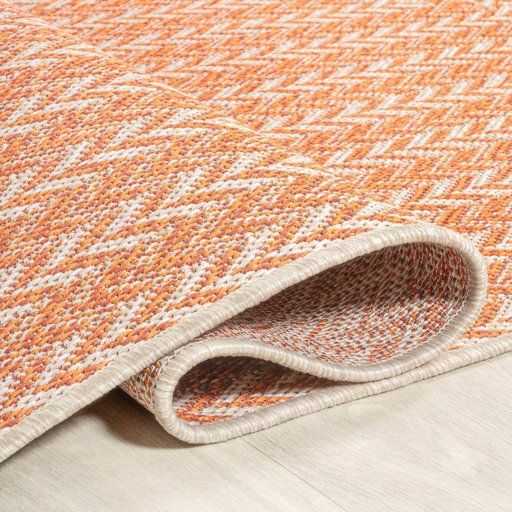 Chevron Orange and Cream Geometric Indoor/Outdoor Area Rug