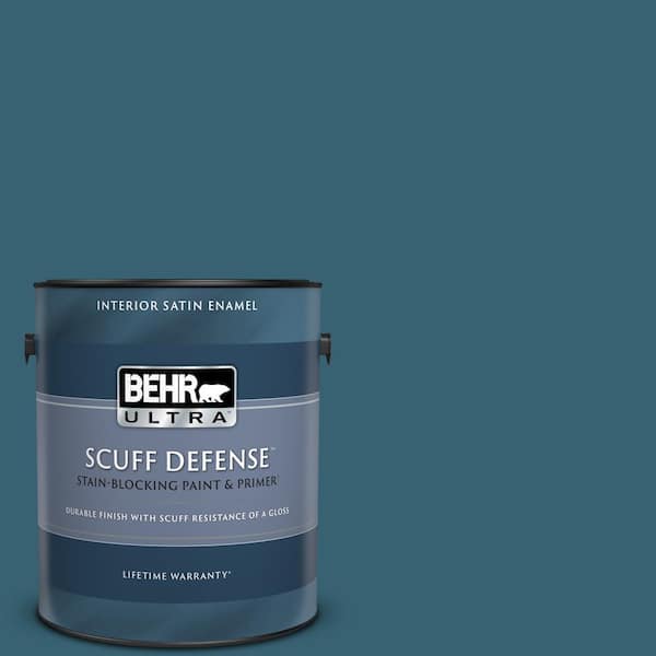 BEHR ULTRA 1 gal. #PPU13-18 Bermudan Blue Extra Durable Satin Enamel Interior Paint & Primer