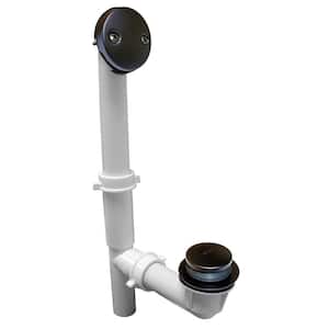 Toe Touch White Plastic Tubular 2-Hole Bath Waste and Overflow Tub Drain Full Kit in Oil Rubbed Bronze