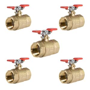 1 in. FIP x 1 in. FIP Premium Brass Full Port Ball Valve with T-Handle (5-Pack)