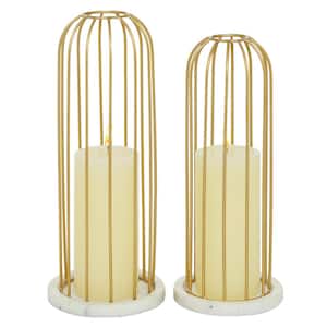 Gold Contemporary Candle Holder, Set of 2 11 in. , 12 in. H
