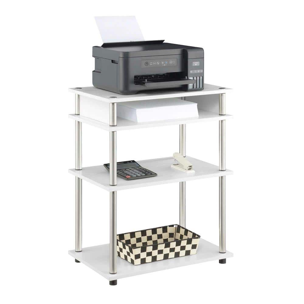 White Melamine and Stainless Steel 4-Tier Printer Stand