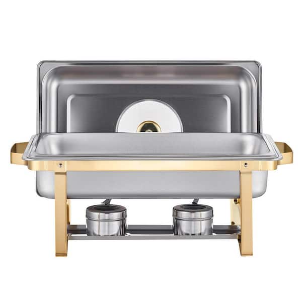 Buffet Serving Set, 4 Pack of 8 Qt. Crafted from Stainless Steel with 4 Full Size Trays, Rectangular Food Warmer