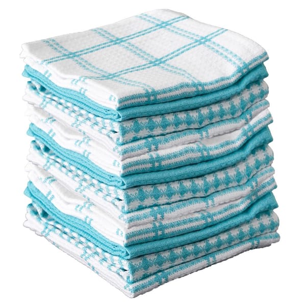 All Cotton and Linen Teal | Waffle Kitchen Towels | Teal | 18x28 | Set of 6 | Teal Kitchen Towels | Cotton Dish Towels