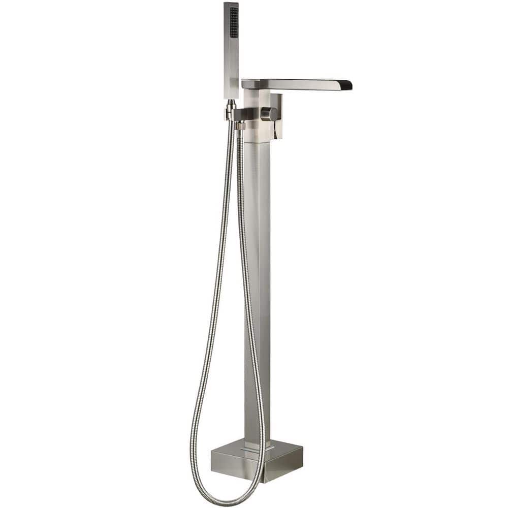 Single-Handle Floor Mount Claw Foot Freestanding Tub Faucet with Hand Shower in Brushed Nickel price history on PriceWatchPro