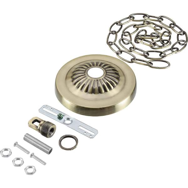 4-3/4 in. Dia with Collar Loop and 1 in. Center Hole, Antique Brass Finish, Chandelier Fixture Canopy Kit