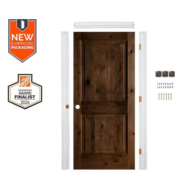 Krosswood Doors Assembly Required 36 in. x 80 in. Alder Square Top Right-Hand Provincial Stain Single Interior Door Kit w/Separate Jamb