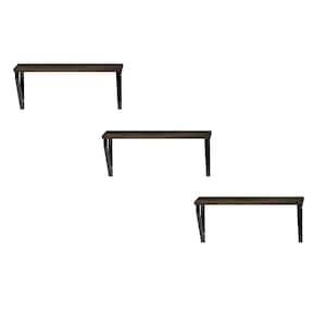 6.4 in. x 15.7 in. x 8 in. Black Floating Shelves Rustic Wood Wall Shelf (Set of 3)