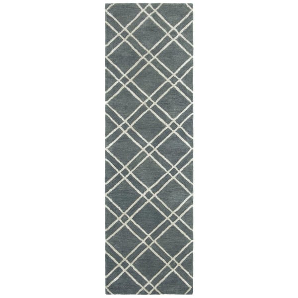 SAFAVIEH Himalaya Dark Gray/Ivory 2 ft. x 6 ft. Geometric Diamonds Runner Rug