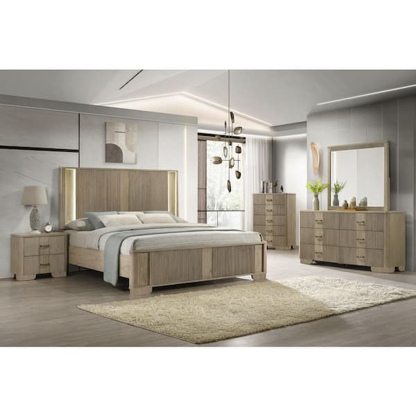 Ezra Antique Brown Frame Eastern King Panel Bed