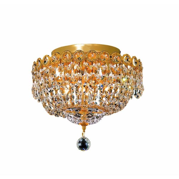 Elegant Lighting 4-Light Gold Flushmount with Clear Crystal