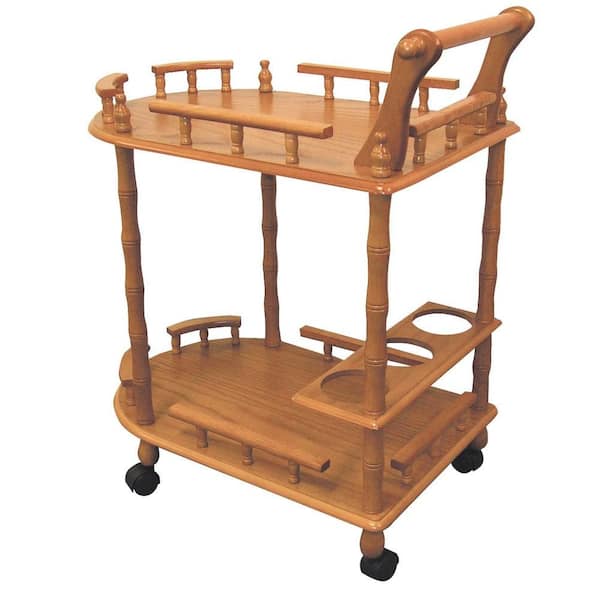 ORE INTERNATIONAL Oak Wine Cart