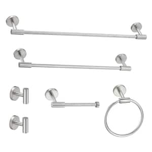 6-Piece Bath Hardware Set 24 and 19 in. with Mounting Hardware in Brushed Nickel