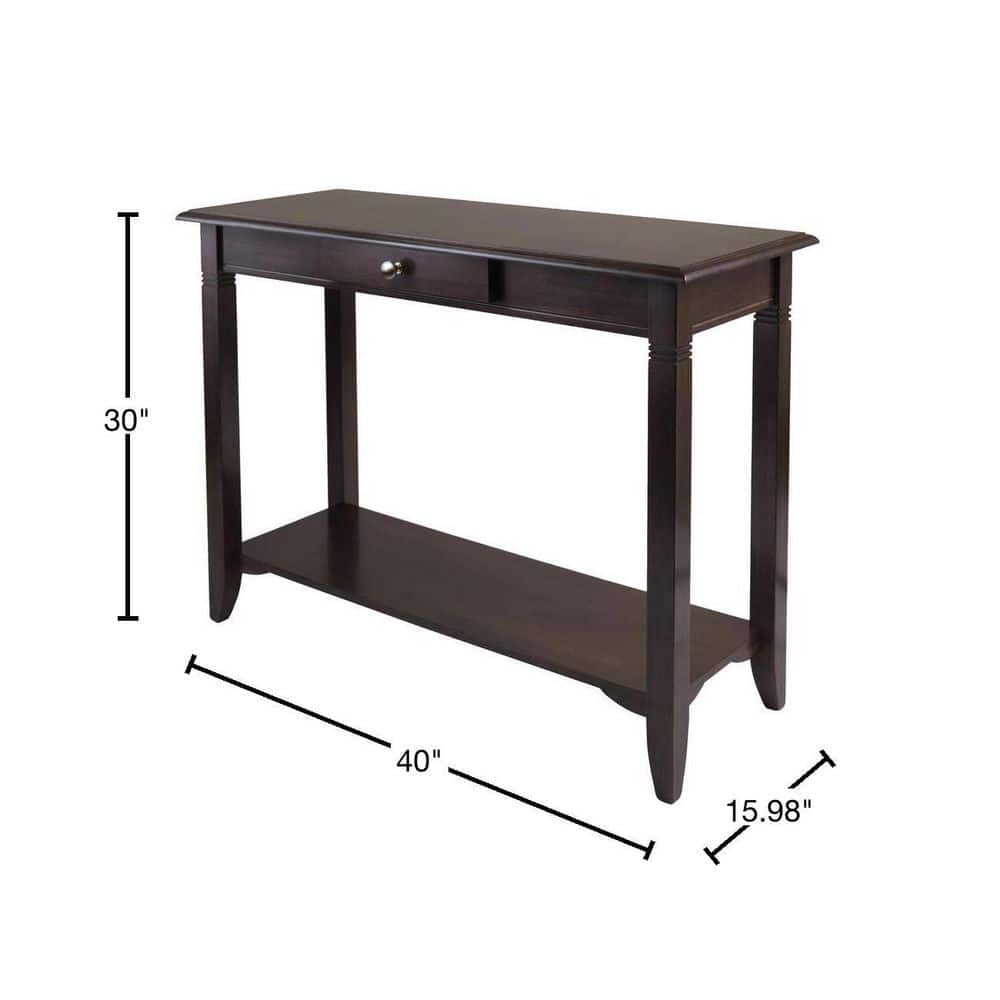 Winsome Nolan Rectangular Console Table with Storage in Cappuccino