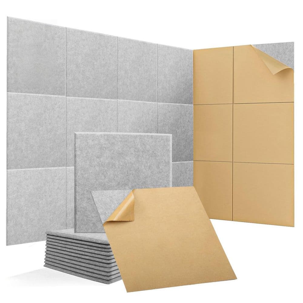 12 in. x 12 in. Grey Acoustic Wall Panels, Soundproofing Panels with Self-Adhesive Backing for Noise Reduction (12-Pack) price history on PriceWatchPro