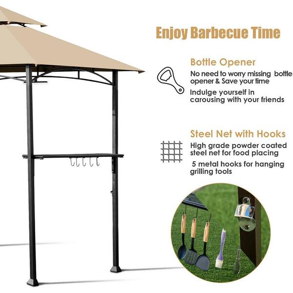 Costway 8 ft. x 5 ft. Outdoor Patio Barbecue Grill Gazebo