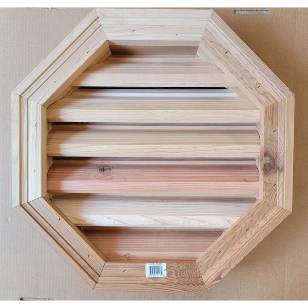 Al's Millworks 18 in. x 18 in. Octagon Wood Built-in Screen Gable Louver Vent W/ Brickmould trim