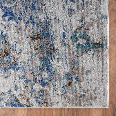 Revolution Blue/Gray 5 ft. 3 in. x 7 ft. 6 in. Tranquil Swirl Abstract Polypropylene Area Rug