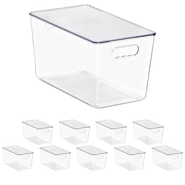 10 Piece Freezer Safe Refrigerator & Freezer Containers Set, Clear Extra Large Storage Bins with Lids and Handles