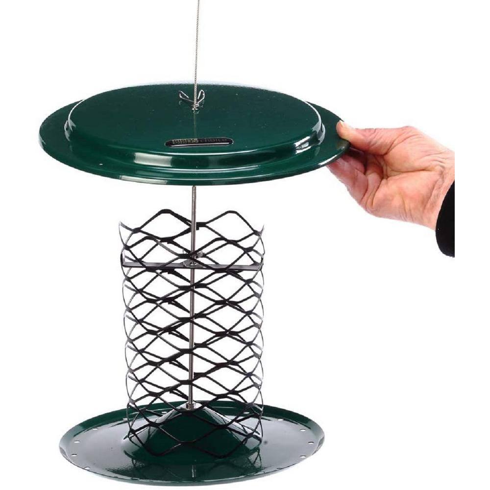 Green and Black Metal Hanging Tube Bird Feeder
