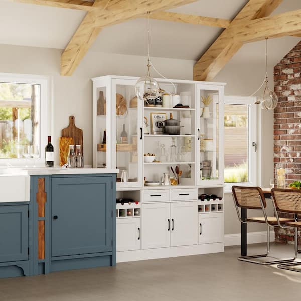 FUFU&GAGA White 78.7 in. Accent Cabinet Office Storage Cabinet