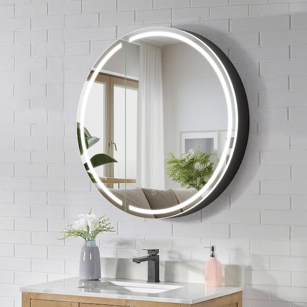 Radiant 32 in. W x 32 in. H Round Aluminum Medicine Cabinet with Mirror