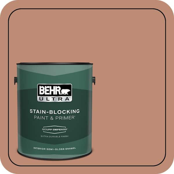 BEHR ULTRA 1 gal. #230F-5 Suntan Glow Extra Durable Semi-Gloss Enamel Interior Paint & Primer