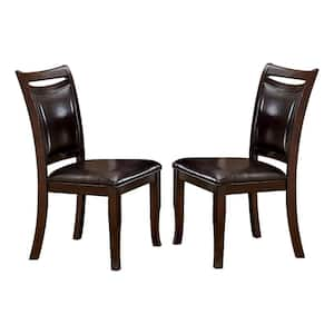 Dark Cherry Leatherette Dining Side Chairs (Set of 2)