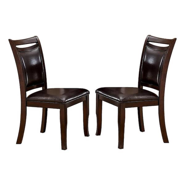 Dark Cherry Leatherette Dining Side Chairs (Set of 2)