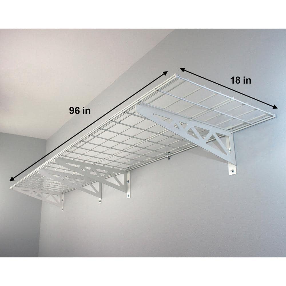 White Powder Coated Heavy Duty Garage Wall Shelf Set