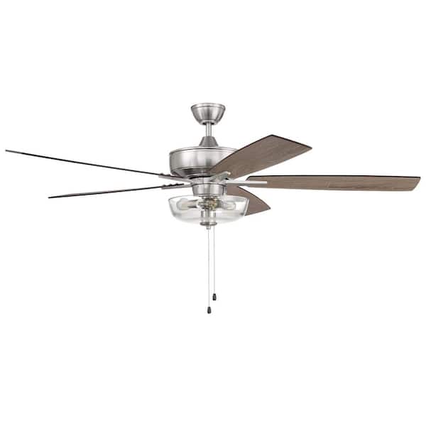 CRAFTMADE Super Pro-101 60 in. Indoor Dual Mount Brushed Polished Nickel Ceiling Fan with Optional LED Clear Bowl Light Kit