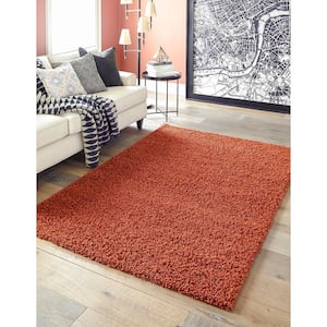 Solid Shag Terracotta 3 ft. x 5 ft. Area Rug