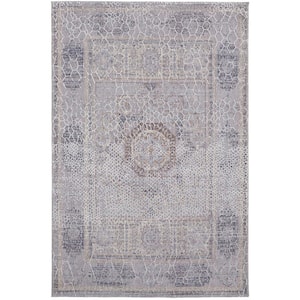 Gray and Ivory 2 ft. x 3 ft. Floral Area Rug
