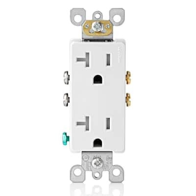 Leviton Decora 20 Amp Ultrasonic Tamper Resistant Duplex Outlet, White