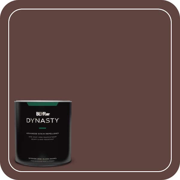 BEHR DYNASTY 1 qt. #MQ1-54 Death by Chocolate One-Coat Hide Semi-Gloss Enamel Interior Stain-Blocking Paint and Primer