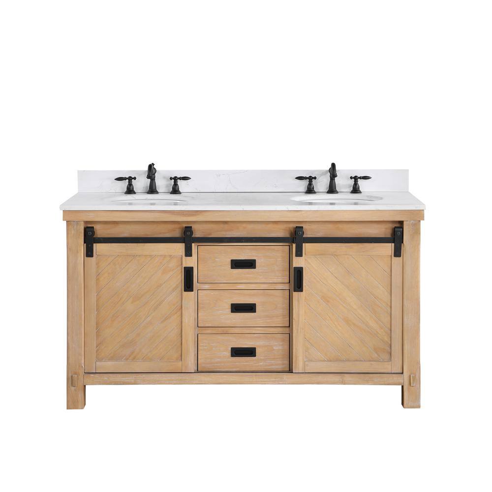 ROSWELL Cortes 60 in. W x 22 in. D x 33.9 in. H Double Sink Bath Vanity ...