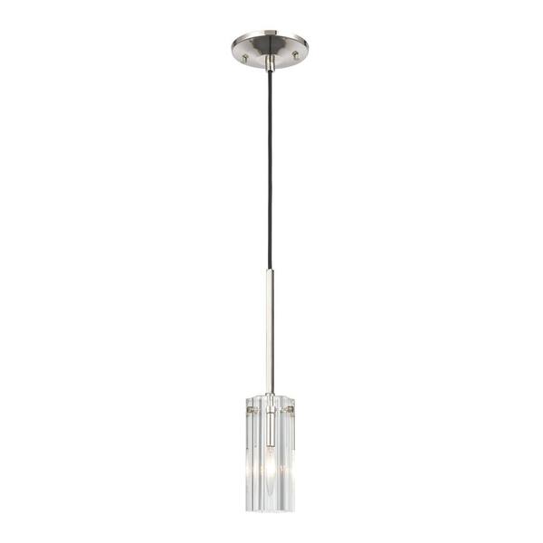 Titan Lighting Stanton 1-Light Polished Nickel Mini Pendant Light with Glass Shade