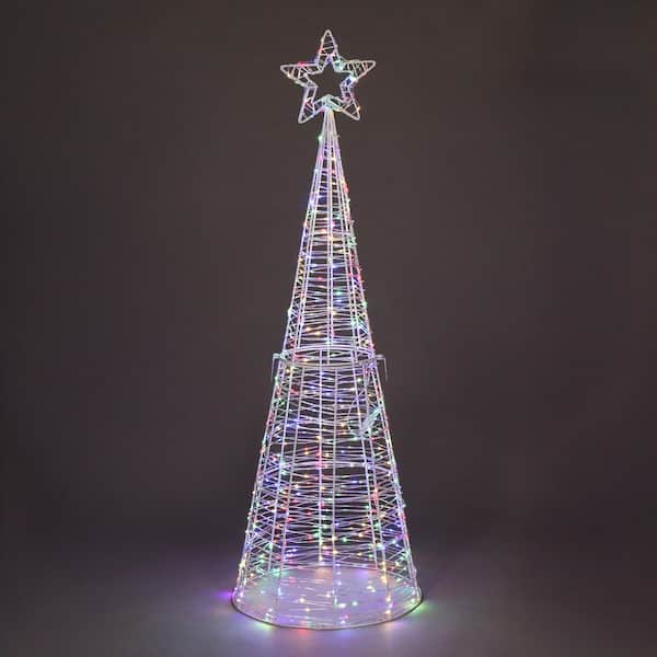 4 ft. Pre-Lit LED Cone Tree Artificial Christmas Tree with 630 Lights and Star Topper