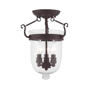 Jefferson 3 Light Bronze Flush Mount