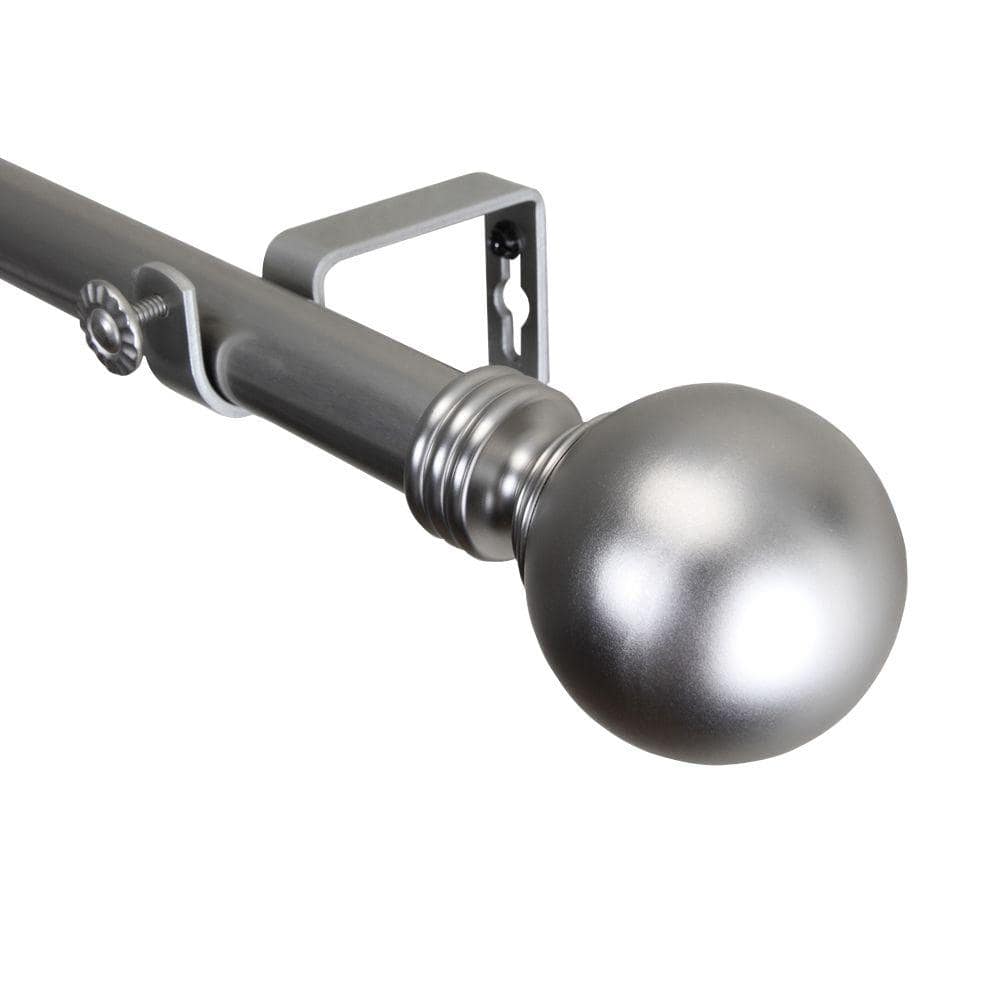 Rod Desyne 160 In 240 In Single Curtain Rod In Satin Nickel With Globe Finial 100 01 1605 The Home Depot