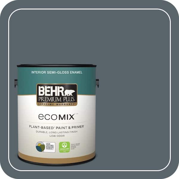 1 gal. #N490-6 Calligraphy Semi-Gloss Enamel EcoMix Plant-Based Interior Paint & Primer